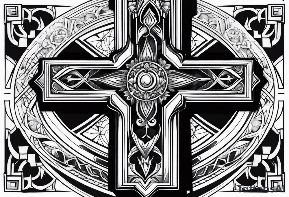 Powerful majestic cross tattoo idea