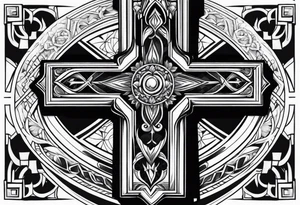 Powerful majestic cross tattoo idea