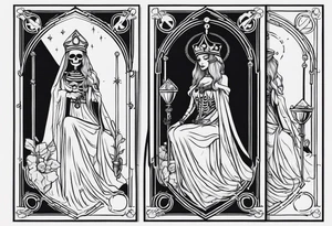 High priestess as a skeleton tarot card tattoo idea