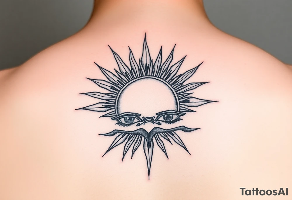 Sun rising over teary eyes tattoo idea