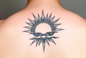 Sun rising over teary eyes tattoo idea