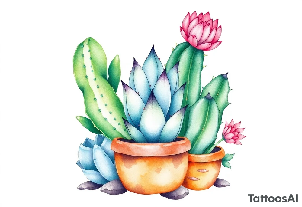 Cute cacti tattoo idea