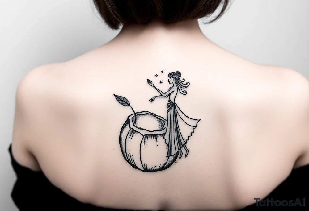Coconut with a lime and a dancing girl tattoo idea