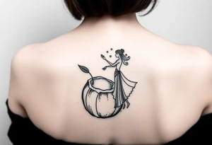 Coconut with a lime and a dancing girl tattoo idea