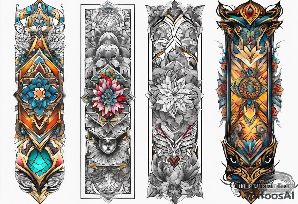 Full leg tattoo sleeve square tattoo idea