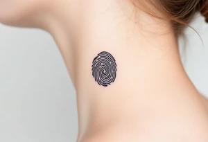 A single bold black fingerprint with delicate gold flakes scattered throughout, creating a unique textured effect tattoo idea