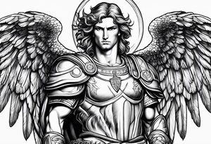 Saint Michael archangel portrait tattoo idea