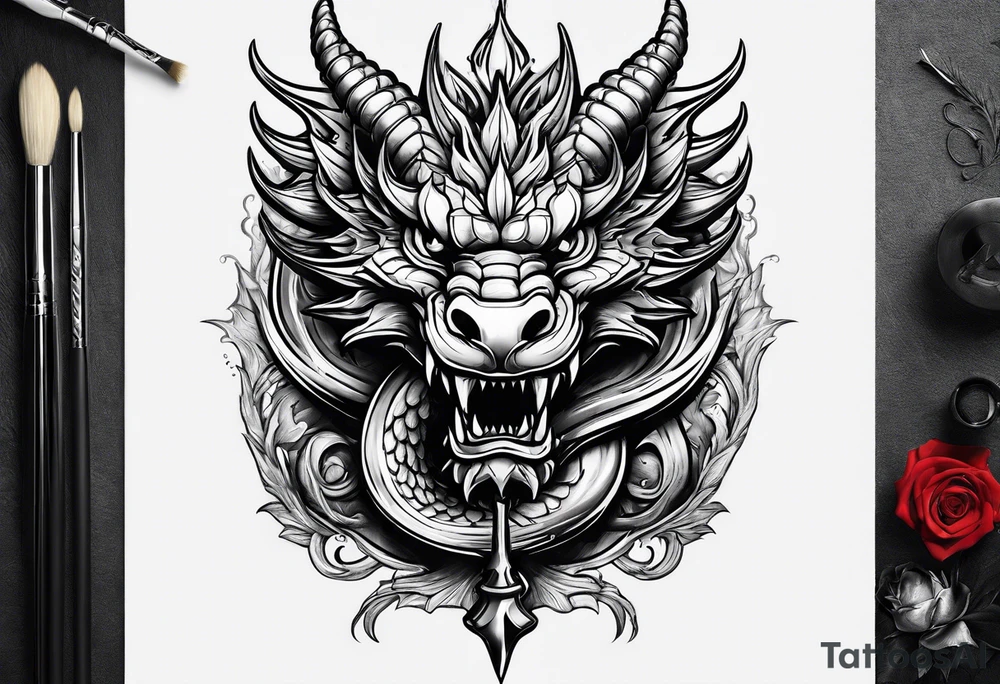 Welsh dragon clutching 3 spears. tattoo idea