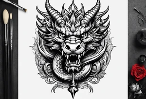 Welsh dragon clutching 3 spears. tattoo idea