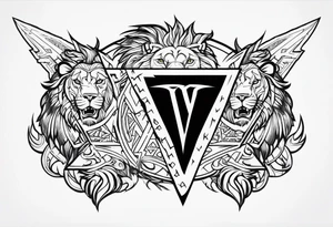 Valhalla sword shield lion dragon valknut tattoo idea