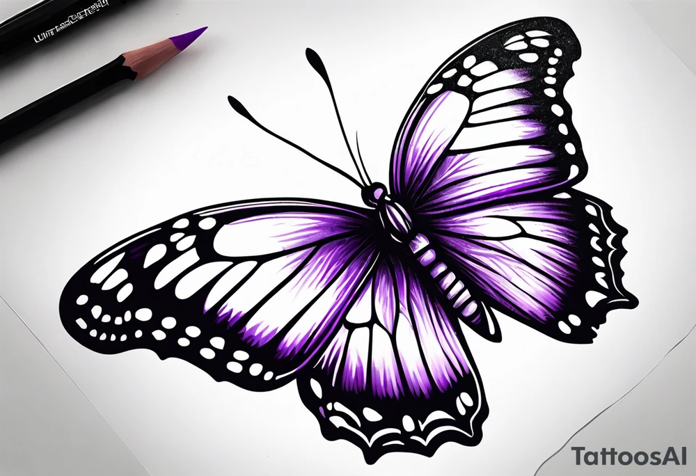 Purple butterfly flying tattoo idea