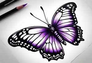 Purple butterfly flying tattoo idea