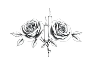 blue, Passed baby, two roses, two candles, hearts tattoo idea