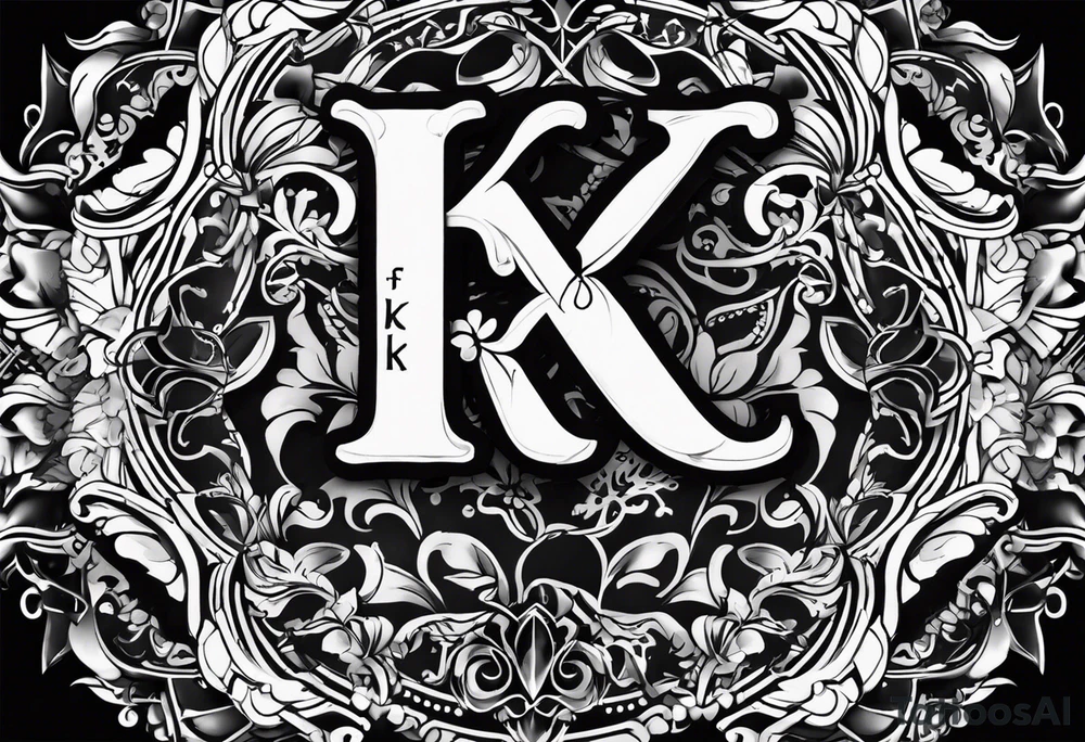 A dog paw with the letters K, F, K, A in each dog paw tattoo idea