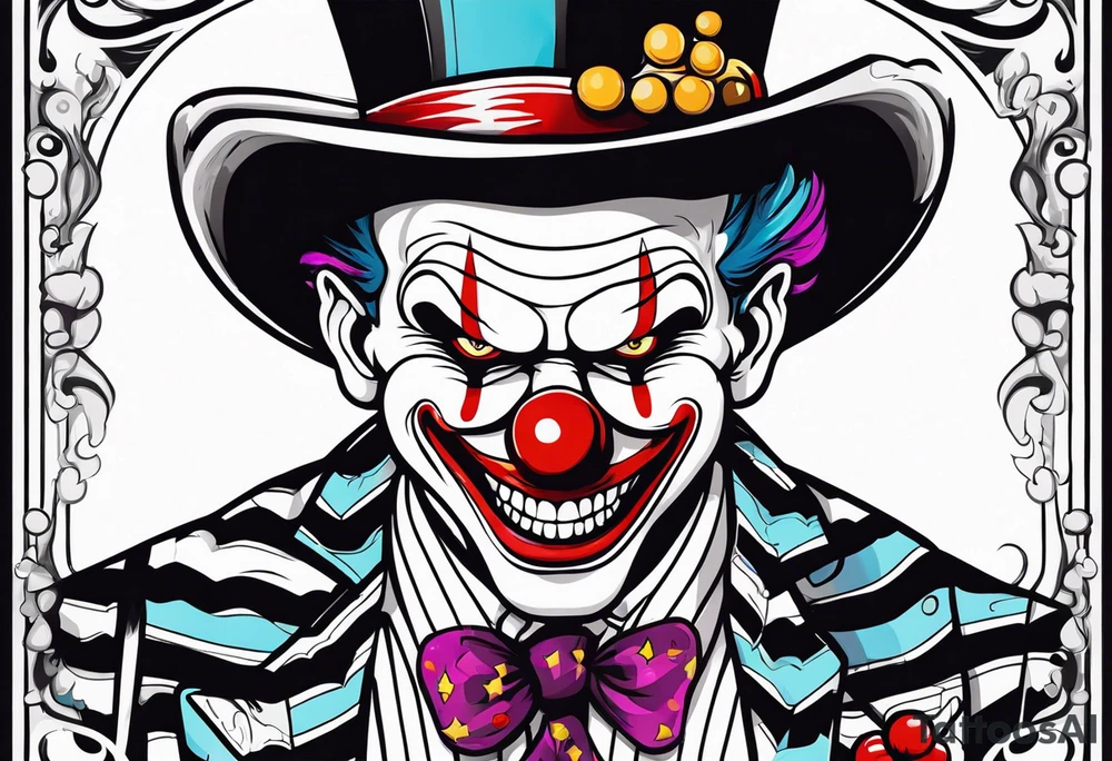 Evil clown gangster tattoo idea