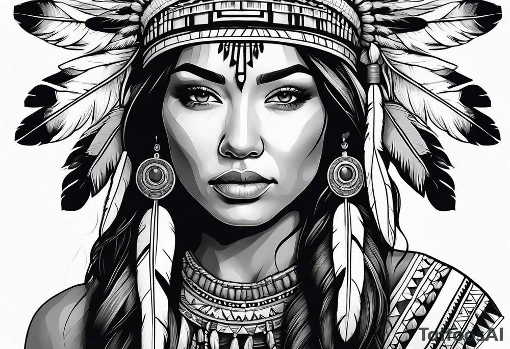 Native American woman, half sleeve tattoo idea