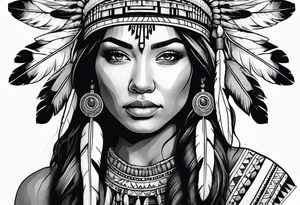 Native American woman, half sleeve tattoo idea