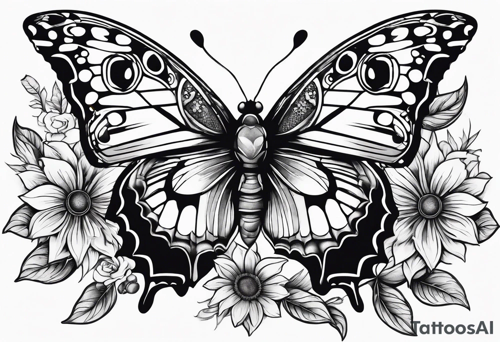 Butterfly, sunflower, book, fly, fish tattoo idea