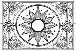 Tarot card whimsy, floral, sun star moon tattoo idea