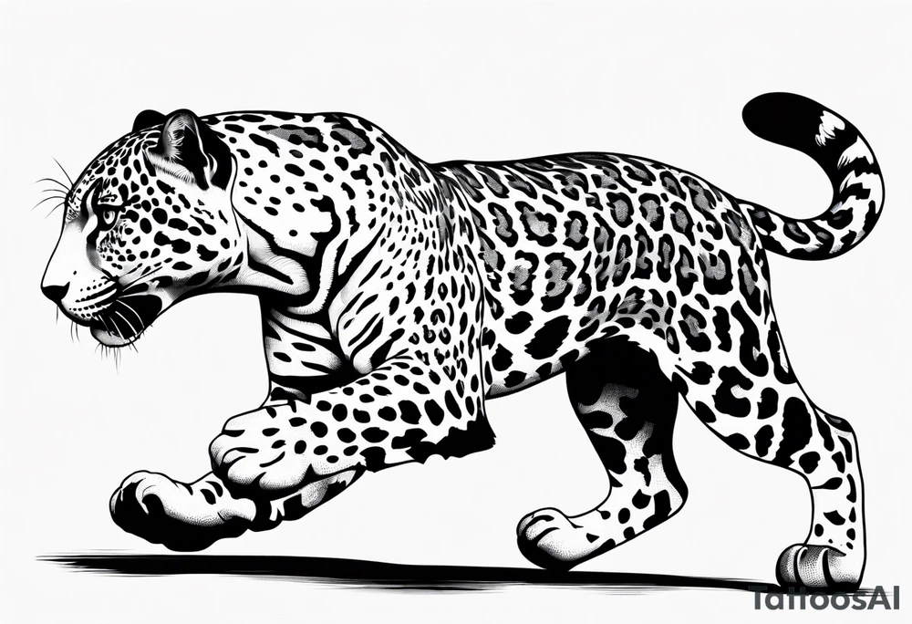 jaguar running, top side view tattoo idea