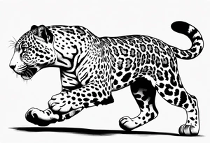 jaguar running, top side view tattoo idea