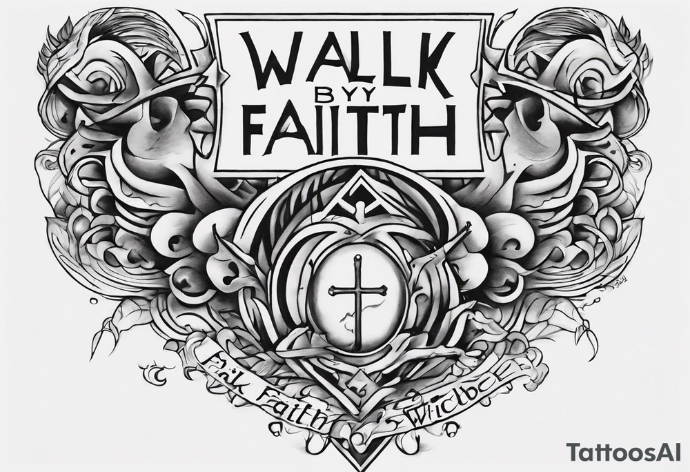 Horizontal inner bicep tattoo. “walk by faith, not by sight” modern tattoo tattoo idea