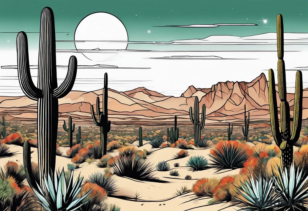 Desert with cactus tattoo idea
