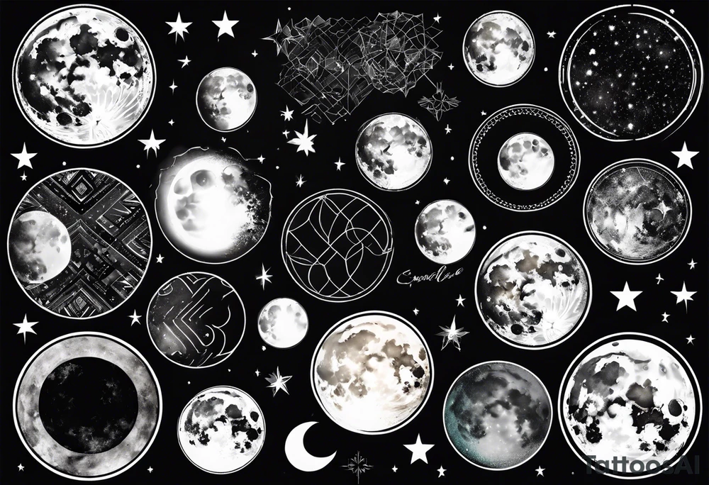 moon phases with constellations tattoo idea