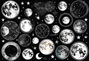 moon phases with constellations tattoo idea