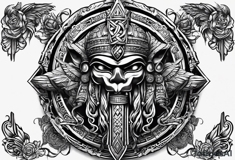 An Egyptian cross that looks like twisted metal tattoo idea