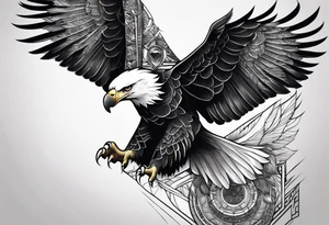 Create a left Chest Piece Tattoo  which includes a combination of an eagle and an elephant tattoo idea