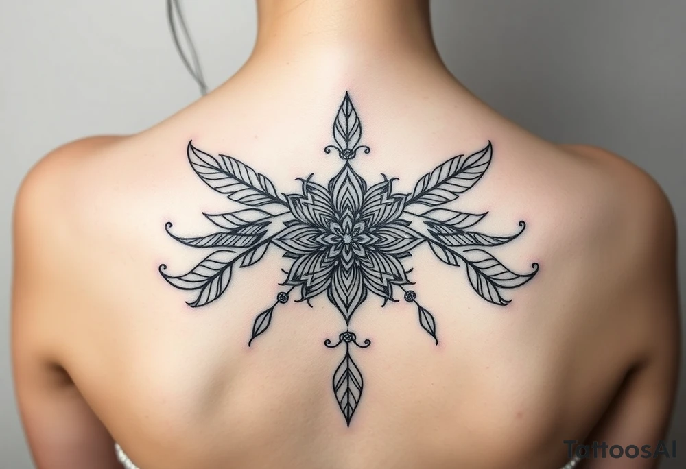 spiritual feathers ornamental mandala shaman tattoo idea