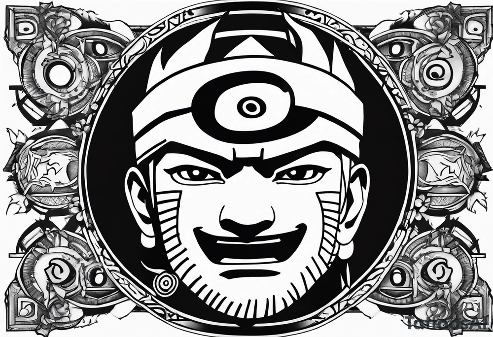 naruto headband with the letters AR in the middle tattoo idea