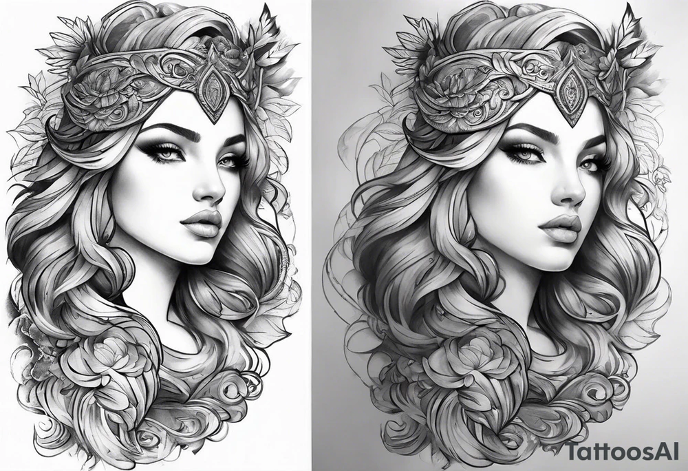 I want to design a mythological upper arm tattoo. I want to have a part of the arm empty and there is another tattoo there, it should not be too big. tattoo idea