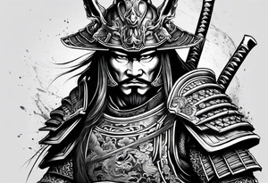 Samurai full armor facing sideways tattoo idea