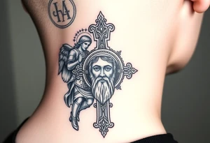 Archangel Michael in armour
A large Orthodox cross with ornate detailing
Christ Pantocrator face (very traditional Orthodox icon style)
Saints like St. Nicholas or St. Andrew tattoo idea