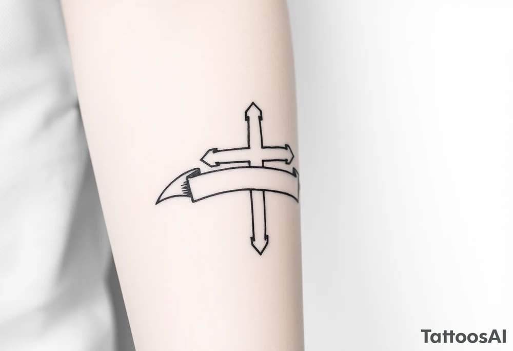 Cross a banner
Around it tattoo idea