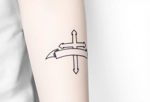 Cross a banner
Around it tattoo idea