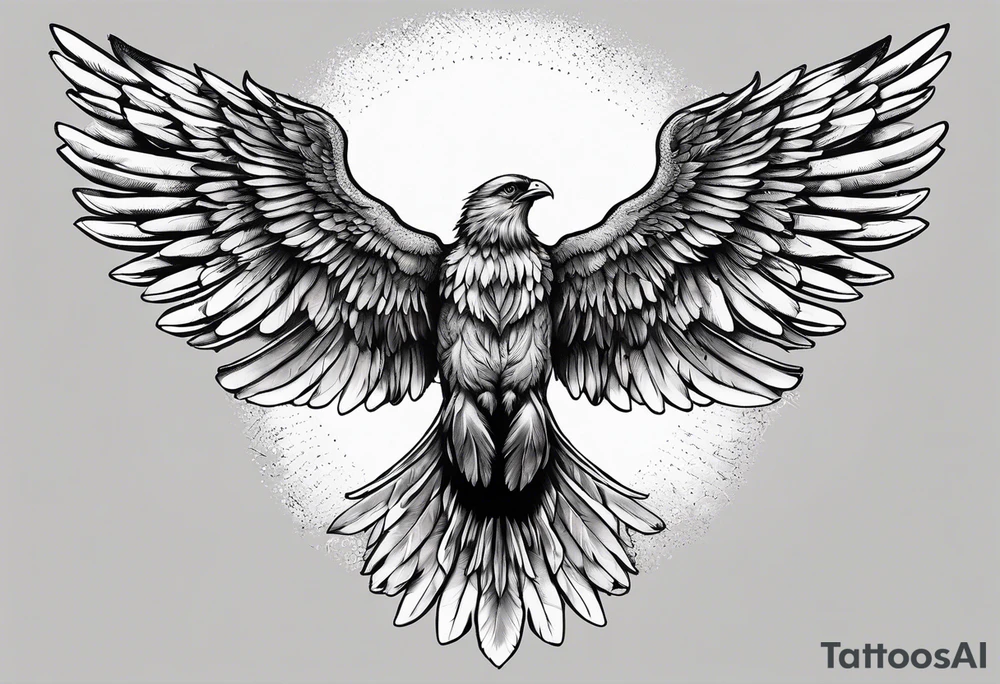 Icarus falling down from the sky with feathered wings with the sun up high tattoo idea