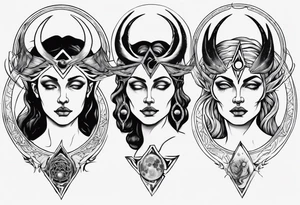 The High Priestesses. Hecate, Artemis and Selene morphing into One. Representing Magic, Intuition and The Moon. tattoo idea