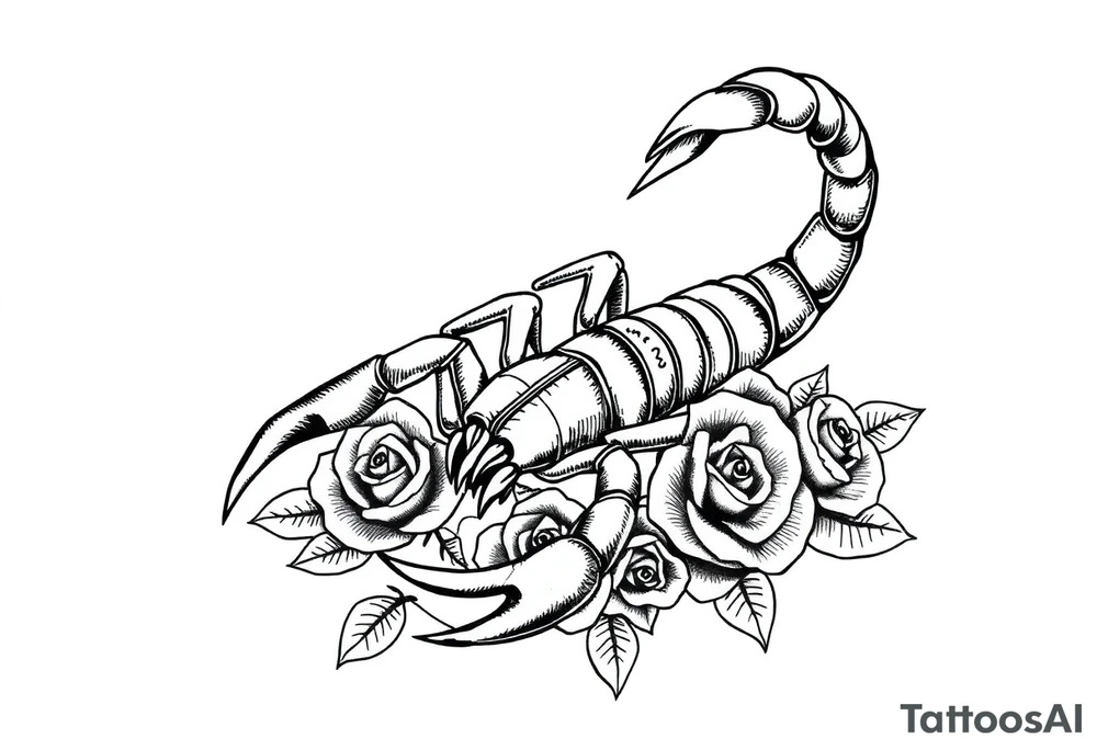 Scorpion with roses tattoo idea
