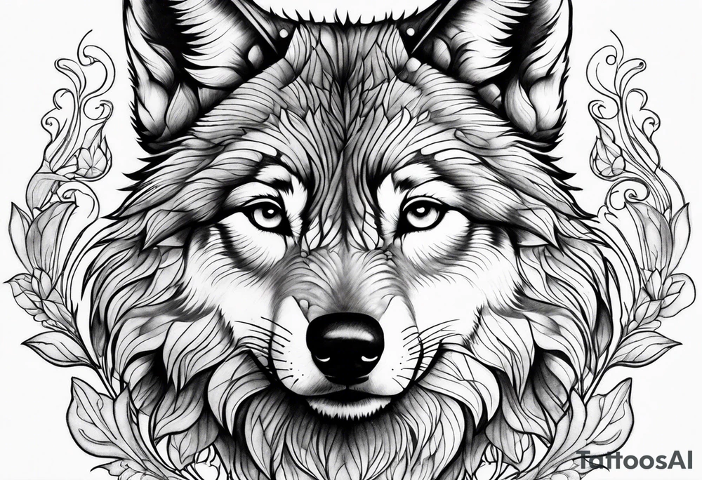 Wolf face toddler girl face tattoo idea