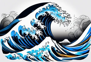 waves black with blue accent struggle perseverance under water tattoo idea