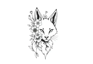 pCREATE A FURRY TATTOO DESIGN FURSONA ANTROPOMORPHIC IMAGE FOR ANTIFACIST LIBERAL WITH FLOWERS AND PLANTS GROWING FROM THE FURSONA tattoo idea