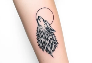 Realistic wolf howling at the moon tattoo idea