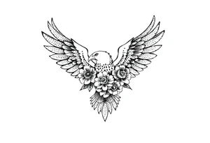 eagle with flowers wings not open tattoo idea