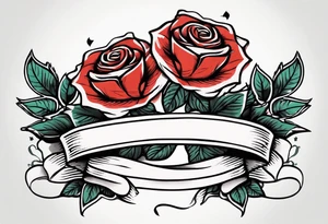 2 roses with banner between them tattoo idea