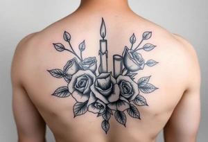 Blue, water, roses, candles tattoo idea