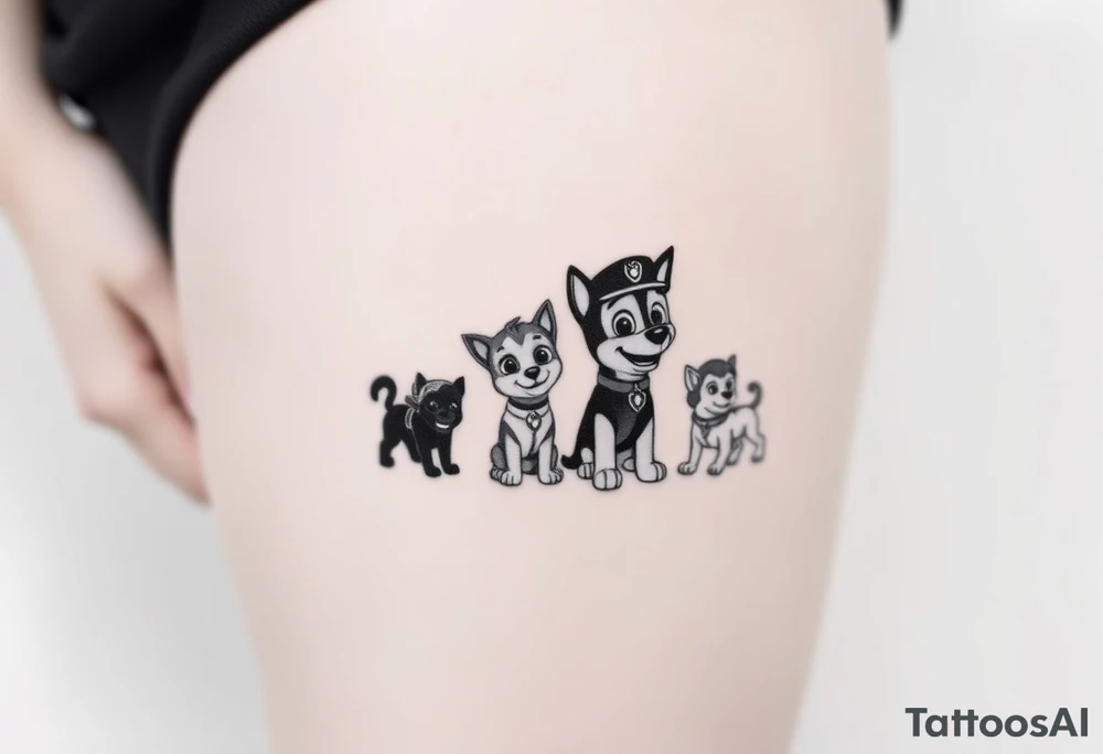 The silhouettes of Paw Patrol member tattoo idea