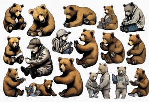 Cuddling bears tattoo idea